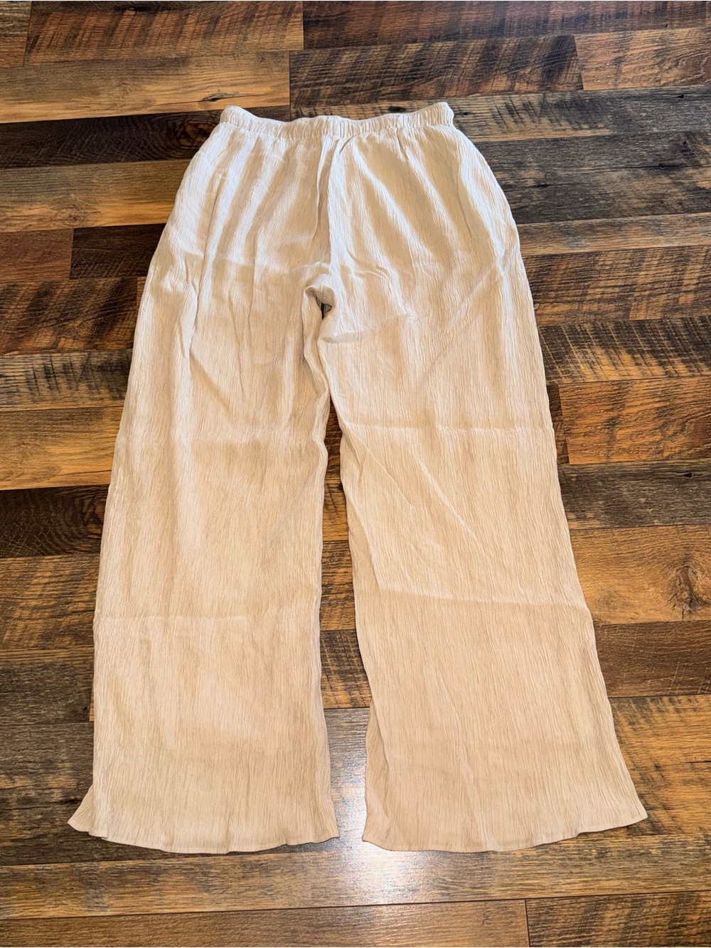 Abercrombie & Fitch Light Beige Wide-Leg Drawstring Pants - Picture 2 of 3